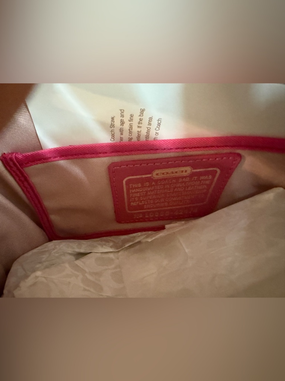 NWT COACH Pink leather Trim Straw Wristlet clutch bag - Picture 4 of 6